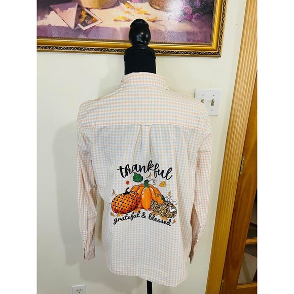 GH Bass & CO Grey & Orange Harvest Custom Graphic Button Down Size L - Picture 3 of 7